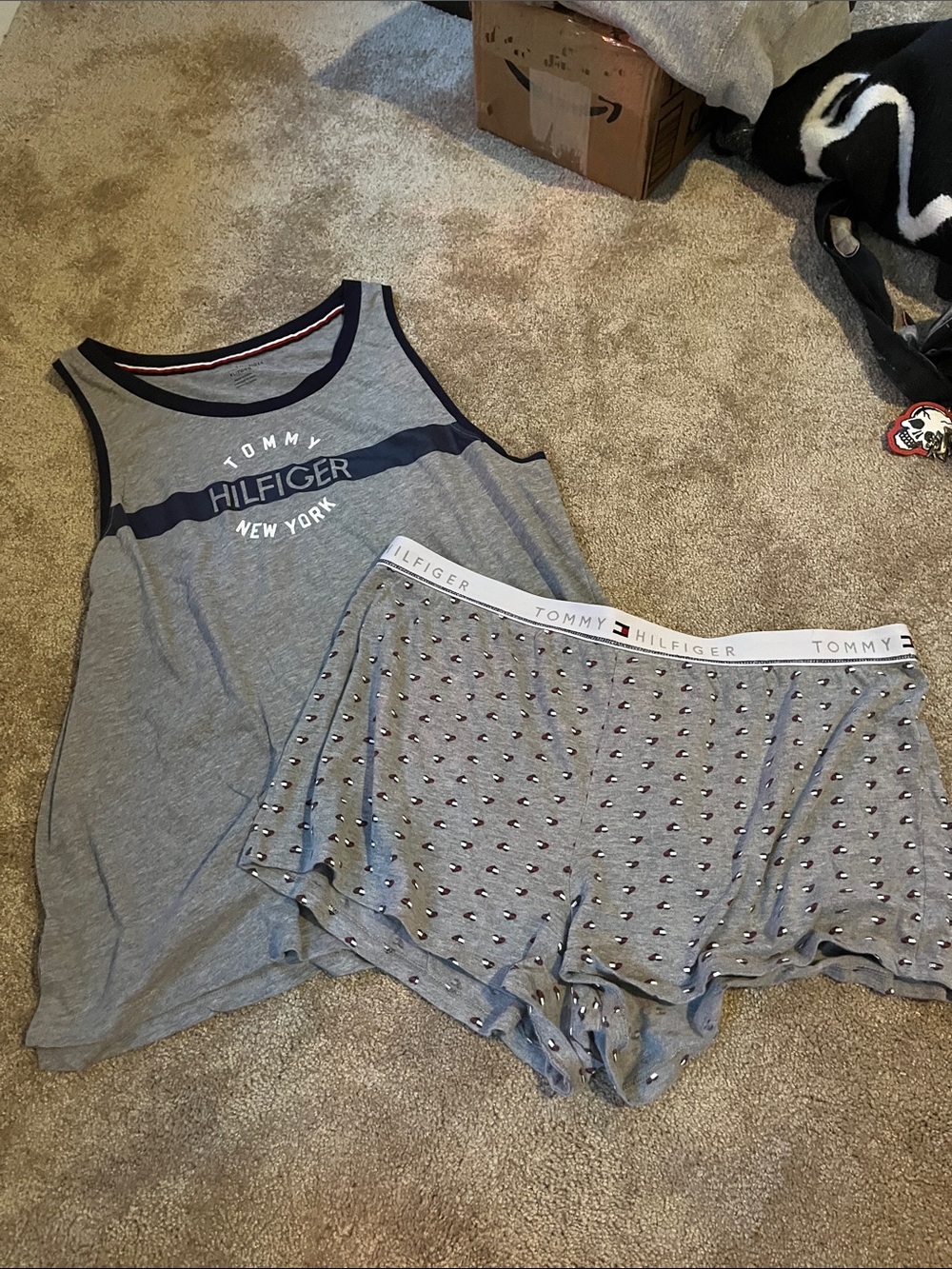 Tommy Hilfiger Gray Tank Top and Logo Waistband Lounge Set